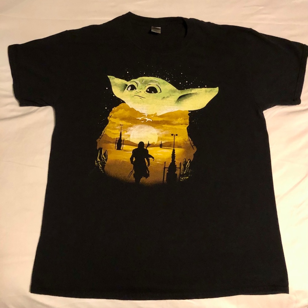 Mandalorian Child Baby Yoda Grogu black T-shirt